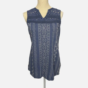 Bob Timberlake Women’s Sleeveless top Aztec Print Size Small Blue White